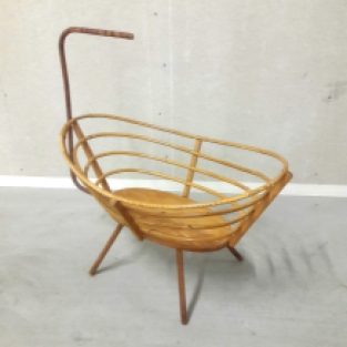 jaren 60 rotan wieg/mand