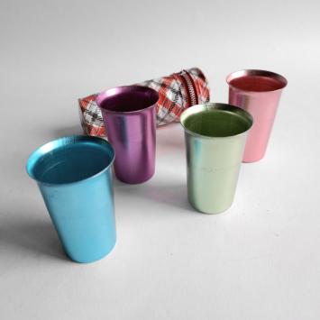 set aluminium bekers met etui