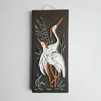 jaren 60 wandbordje reigers