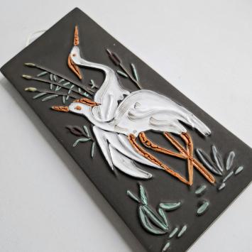 jaren 60 wandbordje reigers